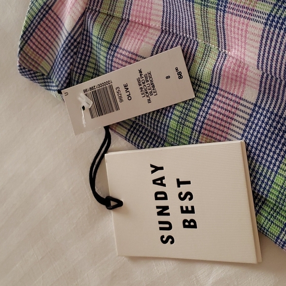 Aritzia Olive Micropleated Skirt in Iris Blue, Orchid Pink and Bleu Iris Size 8 - Picture 6 of 12